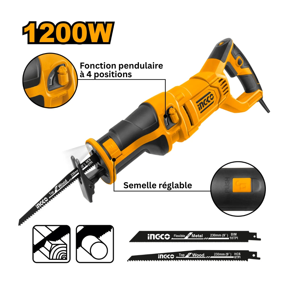 Scie sabre 1200 W INGCO RS12001