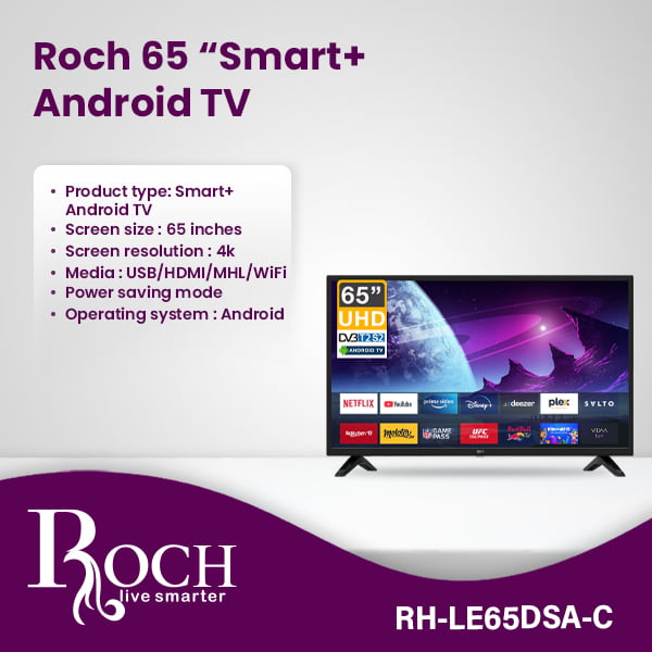 ROCH 65″ Smart TV + Android (RH-LE65DSA-C)