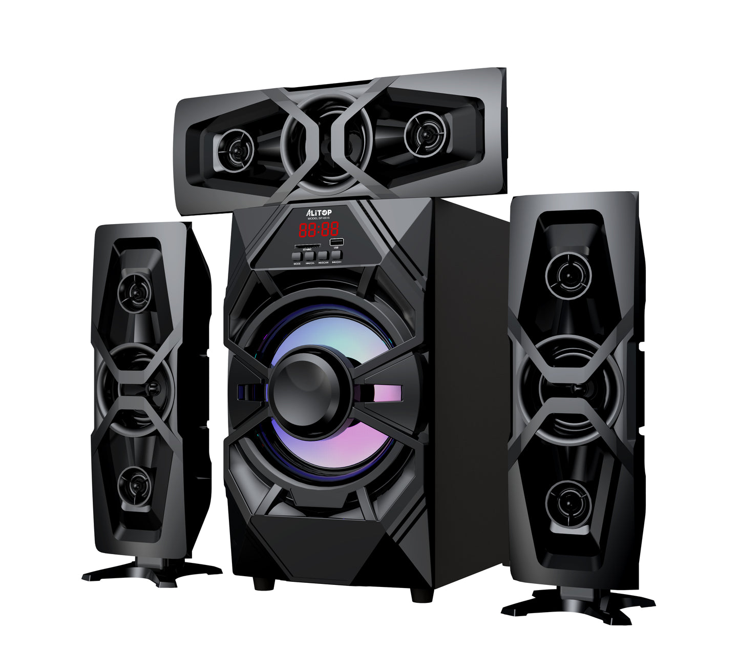 Alitop SP-6515 – Woofer Enceinte Bluetooth 60W avec USB & Carte SD | Son Puissant & Immersif