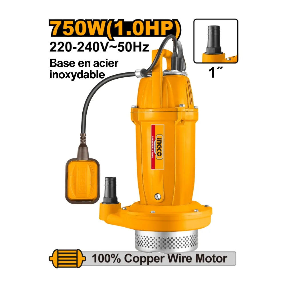 Pompe à eau submersible 750 W (1,0 HP)-REMPLACE la SPC7502 INGCO SPC75068