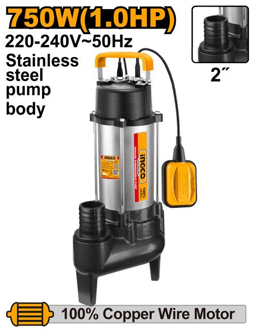 Pompe de relevage submersible 750 W -1,0 HP / REMPLACE SPDS7508 INGCO SPDS75068
