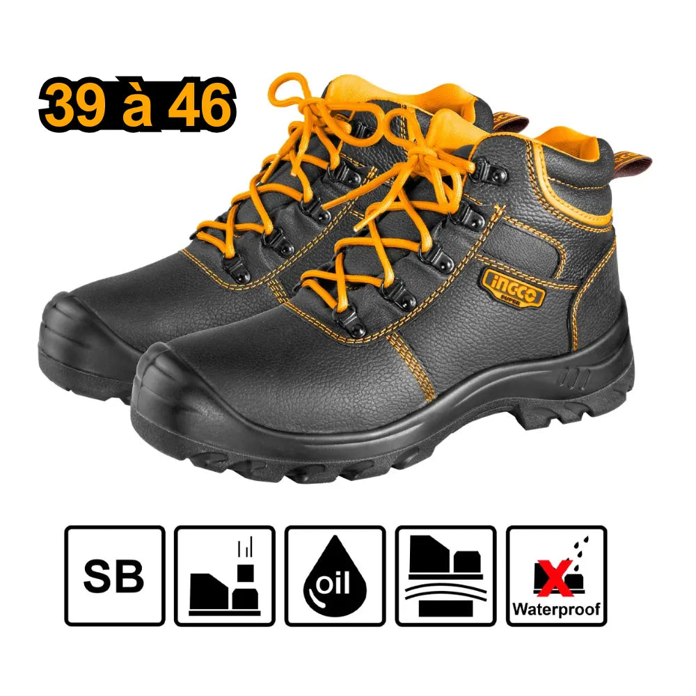 Chaussure de sécurité noire avec embouts taille hau INGCO SSH04SB44