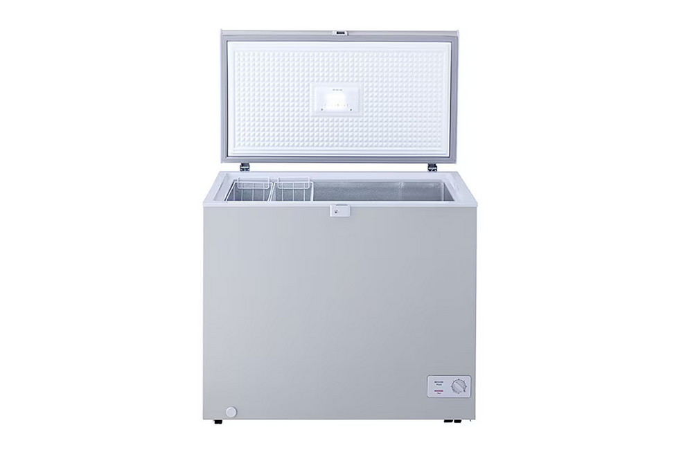 GCS215SQFG Modèle de congélateur coffre 190L, Congélateur à coffre, Éclairage LED, Congélation rapide, Panier en fil métallique, Quatre roulettes