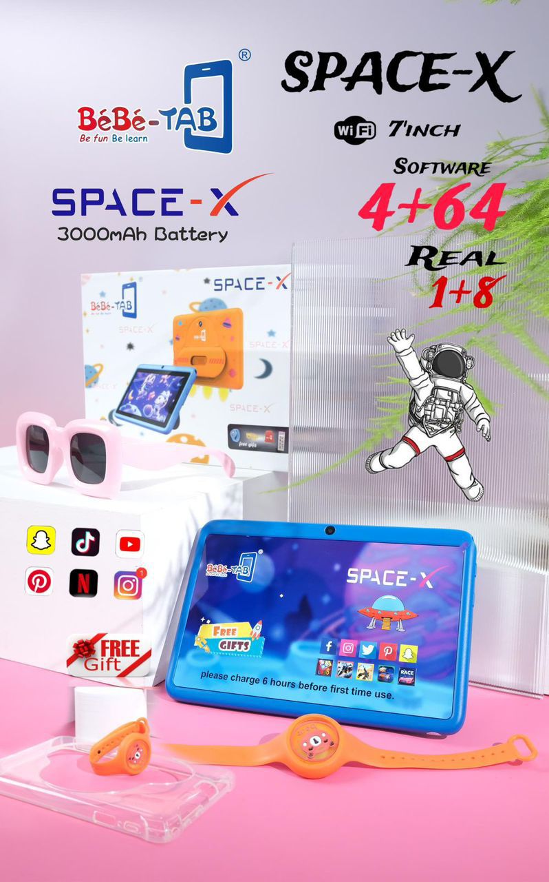 TABLETTE EDUCATIVE SPACE X 4/64GB- 7 POUCES- 7 à 10 ans