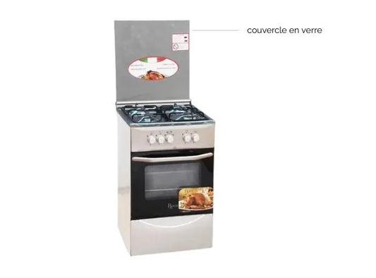 CUISINIÈRE À GAZ ROCH 4 FEUX 50X50 – INOX