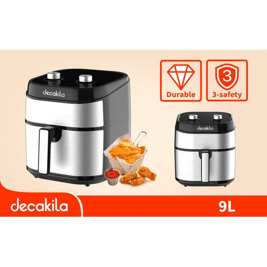 Friteuse à air Decakila KEEC103B 9 L 1800 W, façade inox et panier amovible à molettes