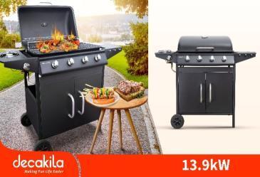 Barbecue à gaz 4 brûleurs 13,9 kW Decakila KMGS006B