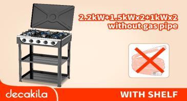 Cuisinière à gaz 5 feux avec étagère Decakila KMGS019B
