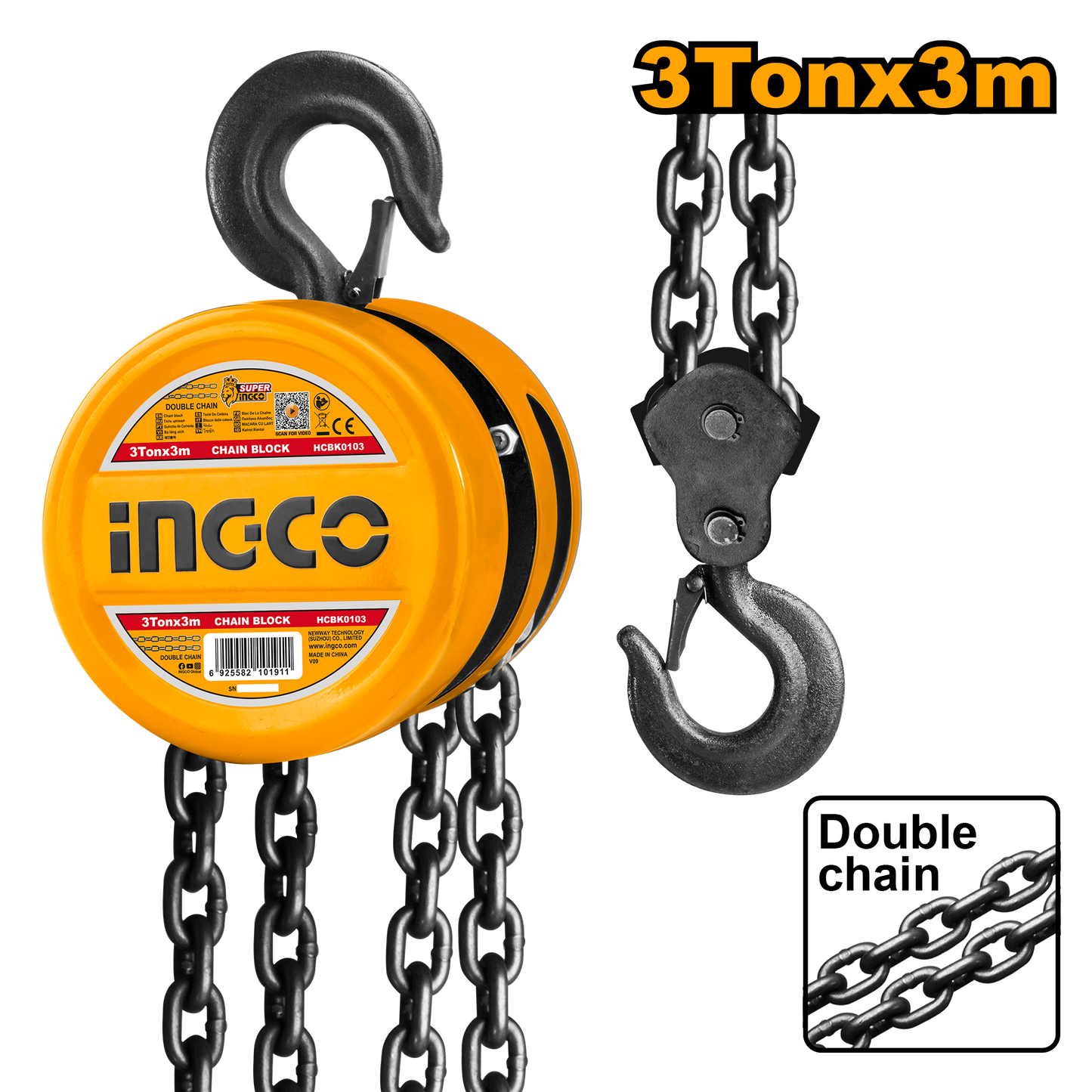 Palan manuel à chaîne 3 t INGCO HCBK0103 — vue 2