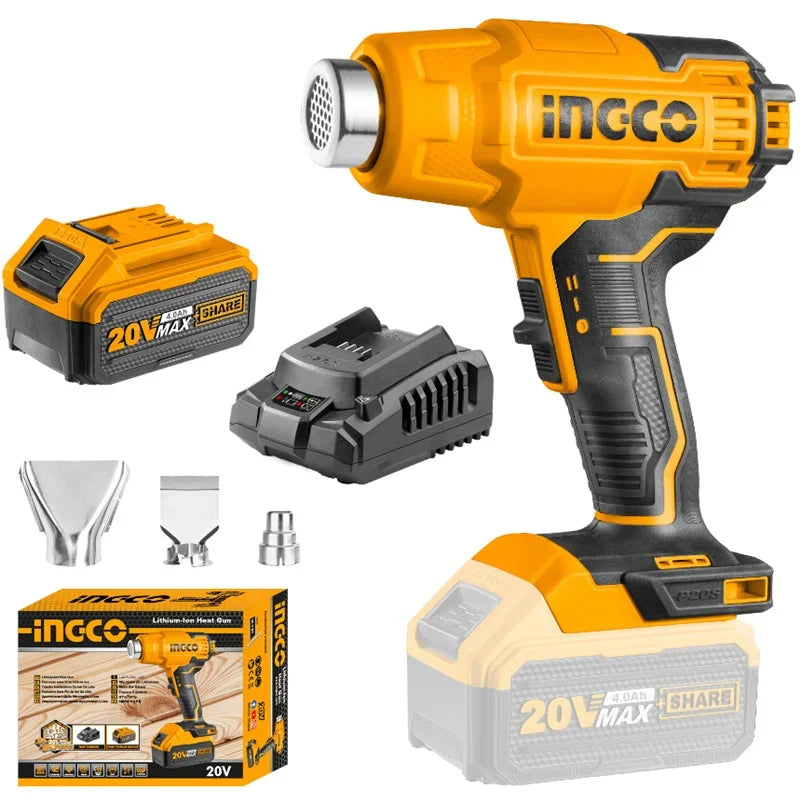 Décapeur thermique lithium‑ion 20 V + 1 batterie INGCO HGLI20025