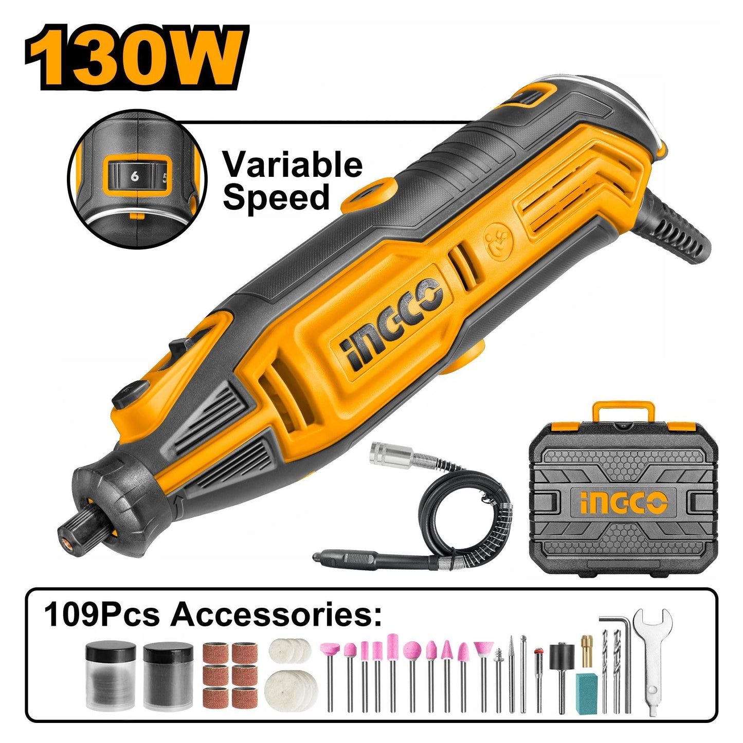 Mini outil rotatif multifonction 130 W + 109 accesso INGCO MG13328 — vue 2