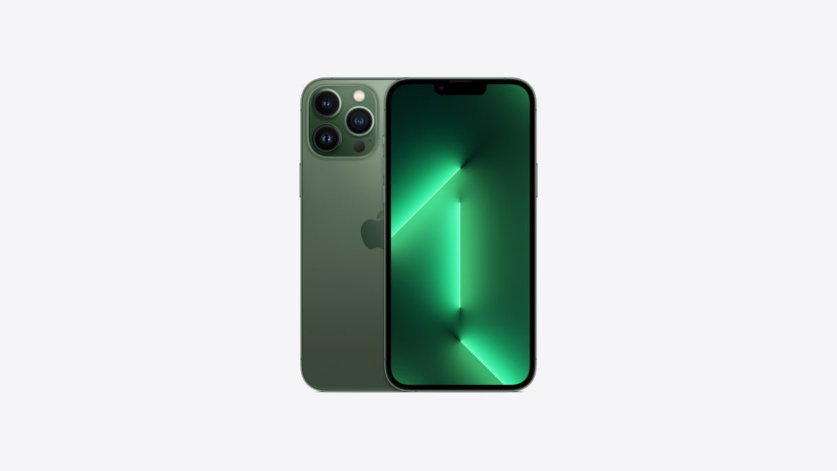 iPhone 13 Pro Max coloris vert alpin, teinte verte sombre sur le dos et le châssis