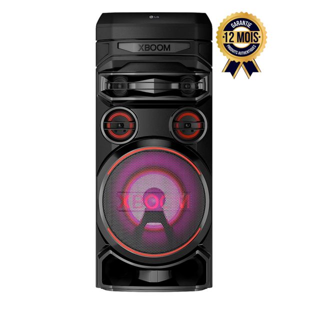 LG XBOOM RNC7-700W- Enceinte de fête, éclairage multicolore, fonction karaoké, 1 entrée micro + 1 entrée guitare, connexion sans fil, USB, Bluetooth