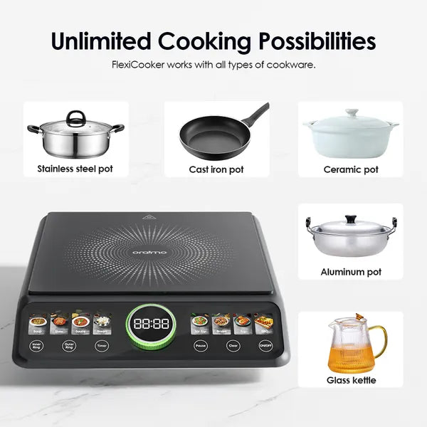 FlexiCooker OCS-201A – Plaque de Cuisson Induction 2200W à Double Anneau