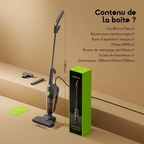 Aspirateur-balai filaire puissant Oraimo CordForce Flex
