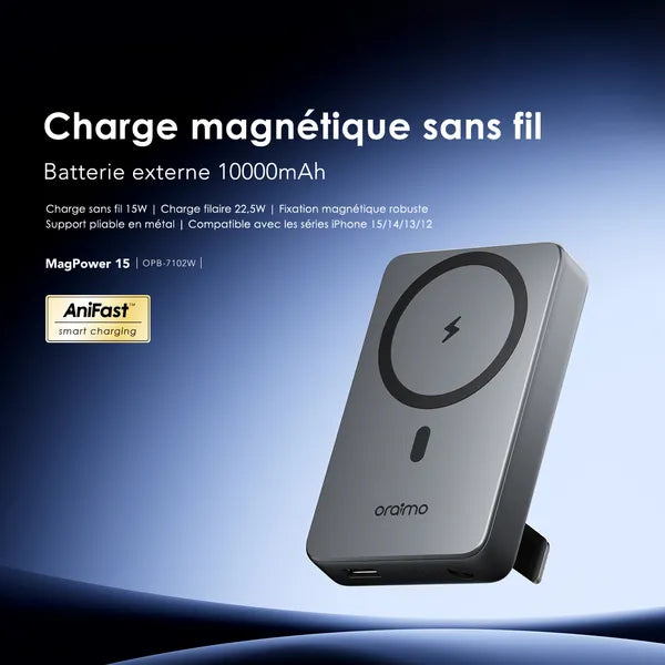 Powerbank Oraimo OPB-7102W charge sans fil 15W pour smartphones et tablettes