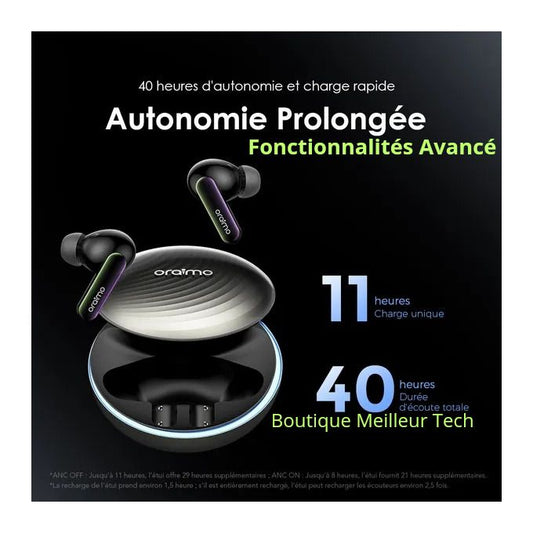 Oraimo Oraimo Écouteurs Bluetooth SpaceBuds Réduction Bruit OTW-630 - Personnalisable - Qualité Pure et filtrée