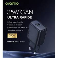 Oraimo OSW-5351E - Chargeur 35W PowerGaN Ultra Rapide – Type-C - Noir