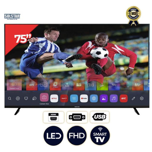 TV Led Smart Solstar 75HSU6200SS - 75 pouces - 4K UHD 3840 x 2160 pixels - Android Tv - Garantie 6 Mois