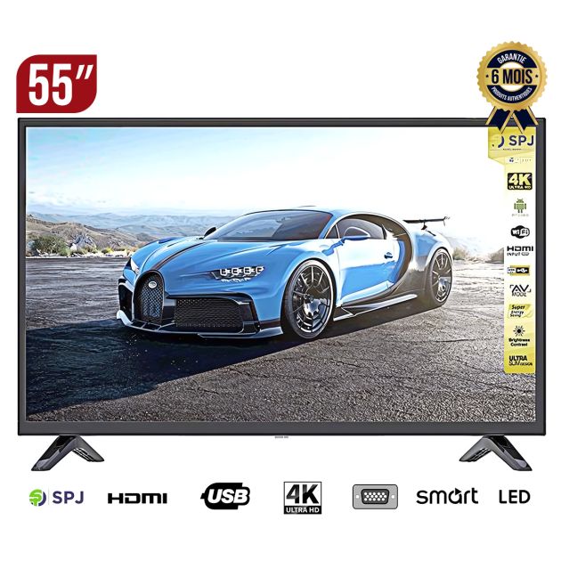 Tv  SPJ Led - 4K ultra HD - 4ks55bl32000v - 55''- Android - Avec chrome intégré - SPJ série 2200 - Garantie : 6 mois