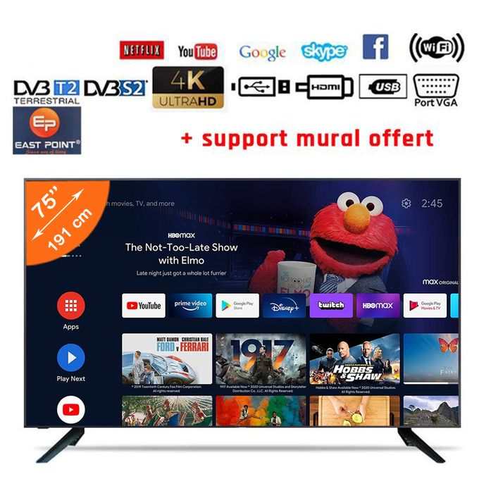 East Point TV LED UHDTV – 75″- Décodeur Intégré – Wifi – HD4K – 75LN5500 – Noir