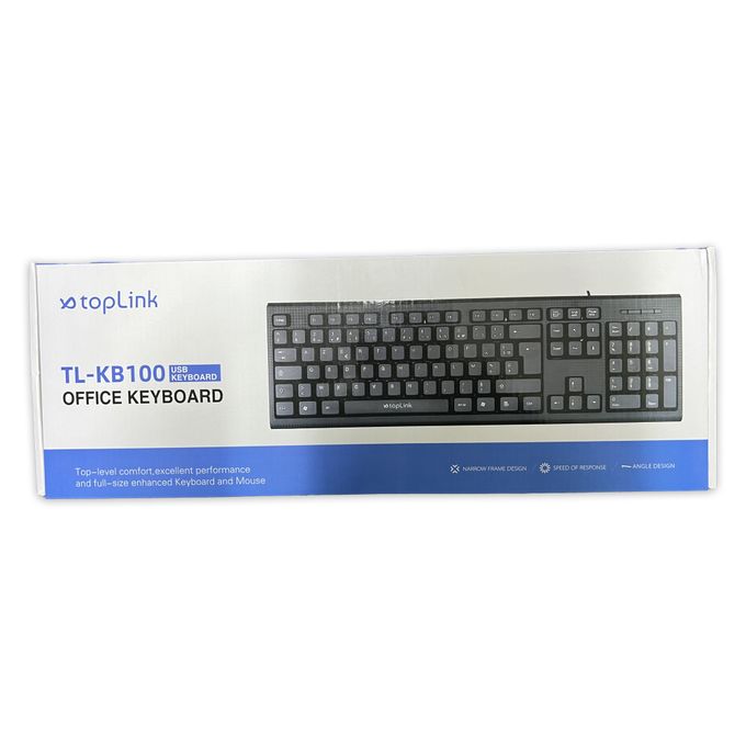 TOPLINK Clavier USB Filaire - TL-KB100 - Multimedia - Azerty - Numérique - Noir