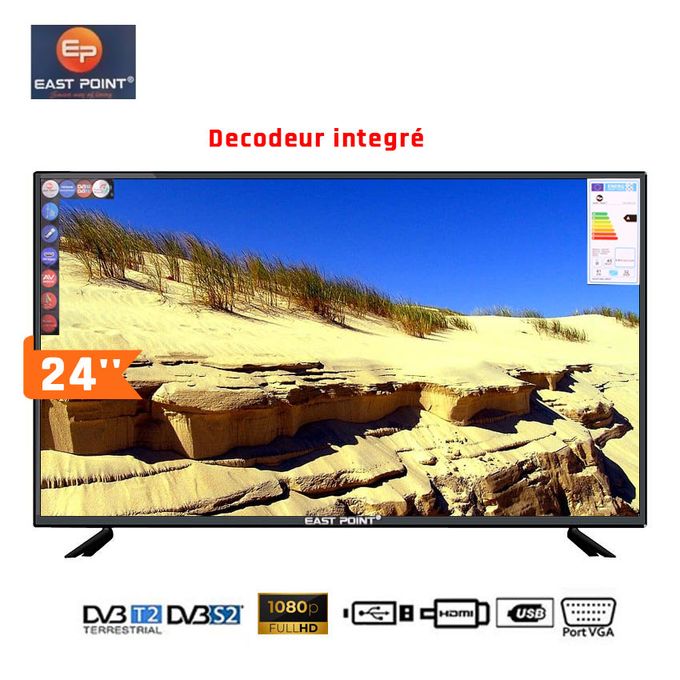 East Point TV LED 24" UHD - 24LN8100 - Décodeur Intégré - USB - HDMI - VGA - Noir