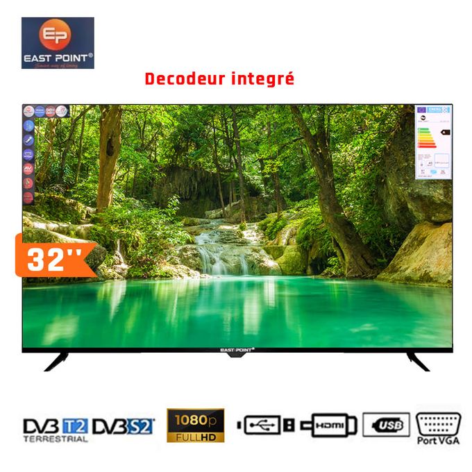 East Point TV LED 32" UHD - 32LN8100 - Décodeur Intégré - USB - HDMI - VGA - Noir