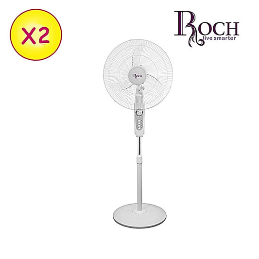 ROCH Lot De 2 Ventilateurs à Pied RSF-18N2 - 18" - 55W - Blanc - 24 Mois De Garantie