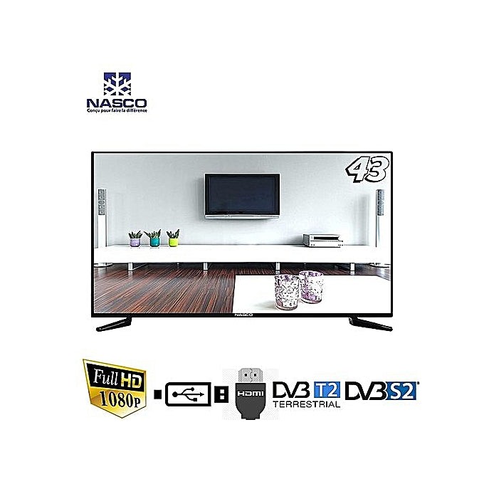 TV LED NASCO 43 Pouces - Full HD -Régulateur De Tension  - Garantie 03 Mois