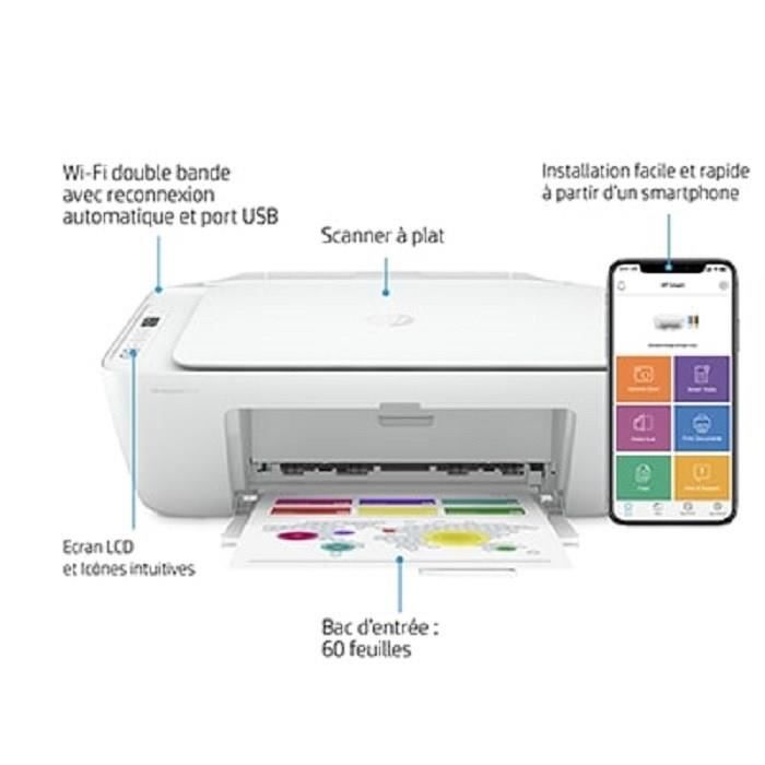 IMPRIMANTE Hp jet Printer 2710 / 2720 - Wifi - Impression - Photocopie - Scanner - Blanc