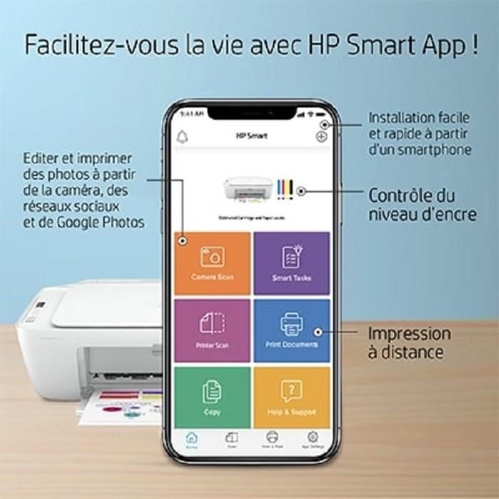 IMPRIMANTE Hp jet Printer 2710 / 2720 - Wifi - Impression - Photocopie - Scanner - Blanc