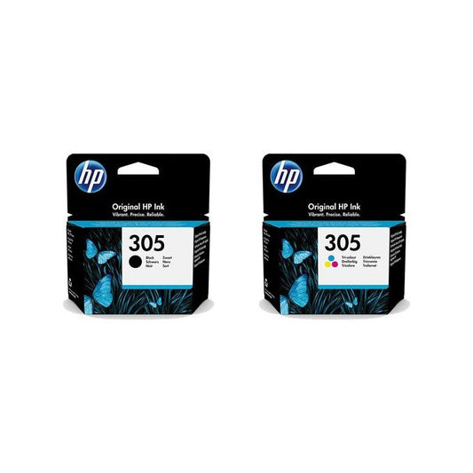 Pack de 2 cartouches d'encre HP authentiques 305 Noir et 305 couleurs