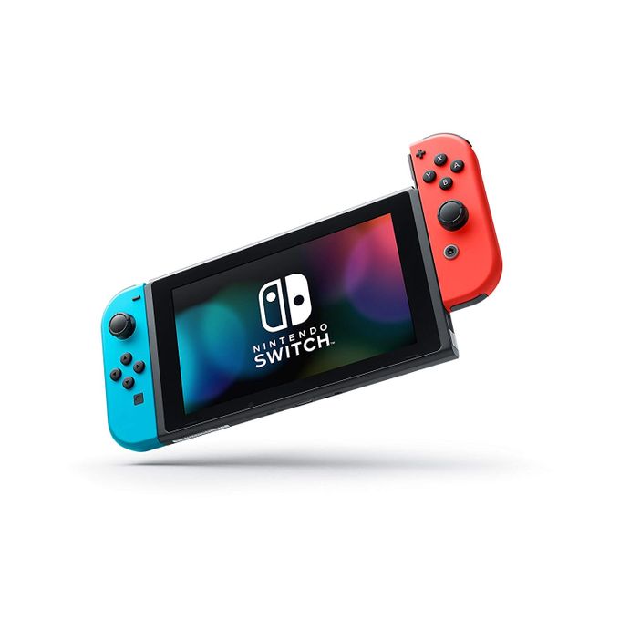 Nintendo Switch (nouvelle Version 2019) + Paire De Joy-Con Rouge Néon Et Bleu Néon