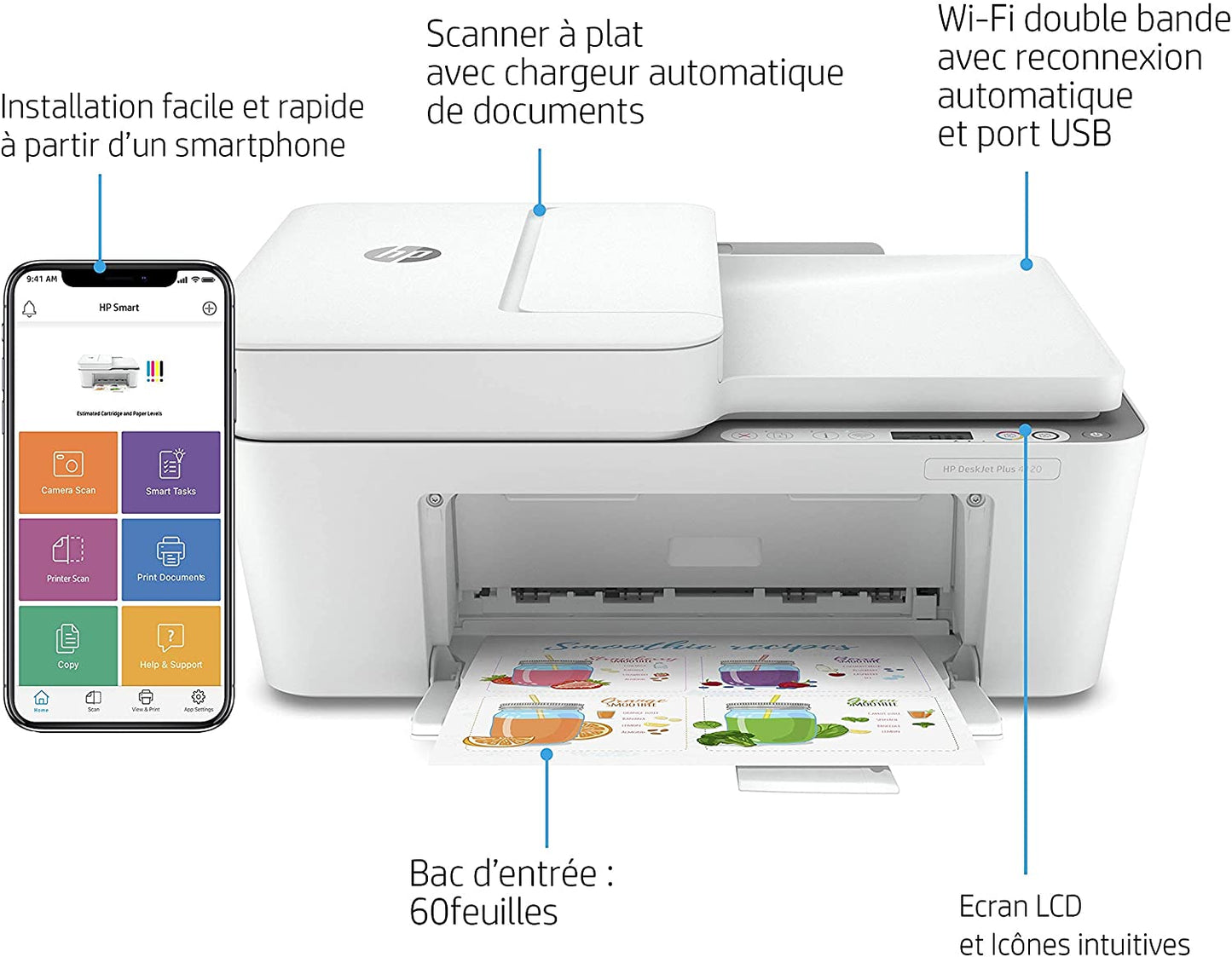 IMPRIMANTE Hp jet Printer 4120/ Wifi - Impression - Photocopie - Scanner - Blanc