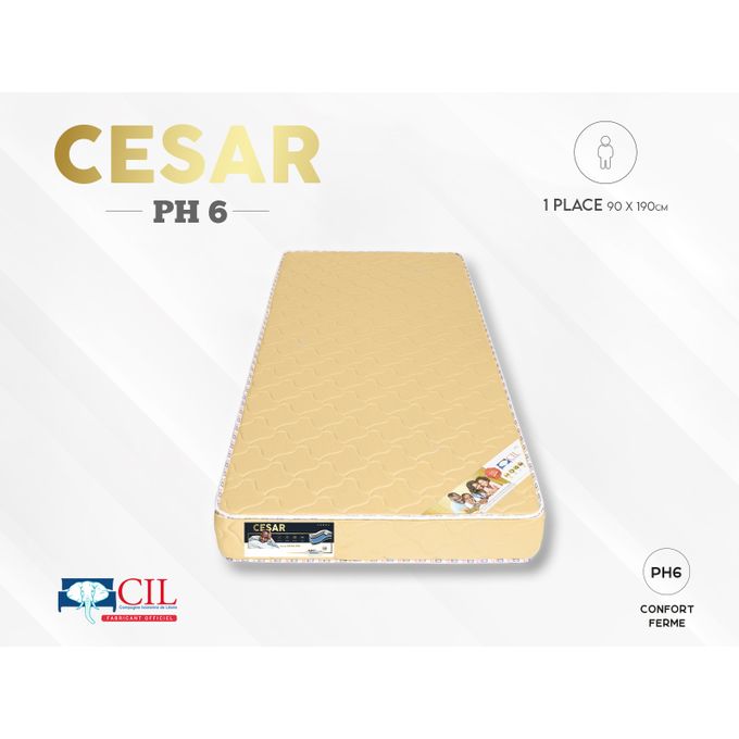 Cil Matelas César® Brodé EXTRA PH6 EP 15 - 190X90 Cm - 1 Place