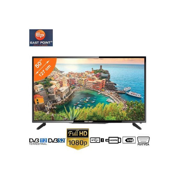 TV LED 50 EAST POINT  - Ultra Slim - 3xHDMI/2xUSB/VGA/TNT - Décodeur Intégré - Noir