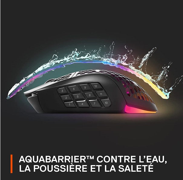 Accessoires SteelSeries Aerox 9 Wireless Souris Gaming - Ultra-légère 89 g - MMO/MOBA - 18 Boutons réglables - Bluetooth/2,4 GHz - Batterie 180 h - Résistante à l’Eau IP54 - PC/Mac