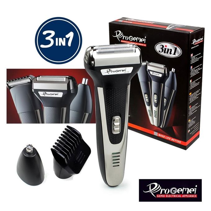 Geemy GM-598 -Tondeuse Electrique 3 En 1 Rechargeable - Rasoir - Noir Or
